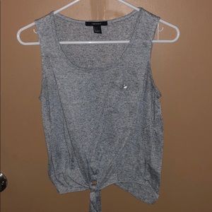 Front knotted short tank top